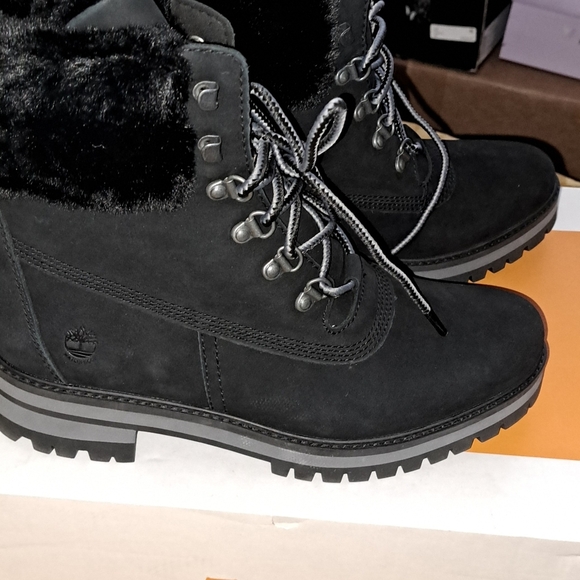 TIMBERLAND COURMAYEUR VALLEY 6" SHEARLING WATERPROOF BOOT - BLACK NUBUCK 9.5 - Picture 2 of 7